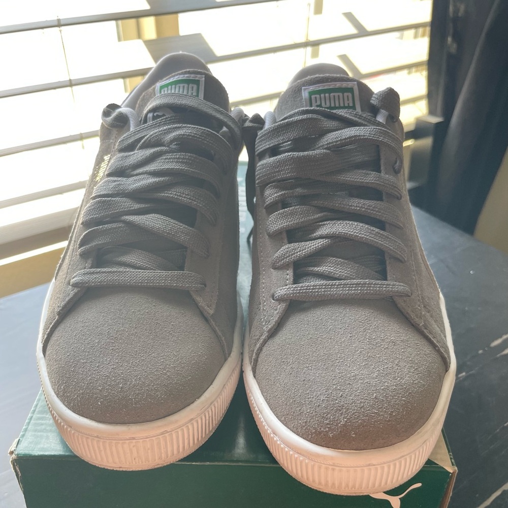 Puma Gray Suede Low-Top Sneakers